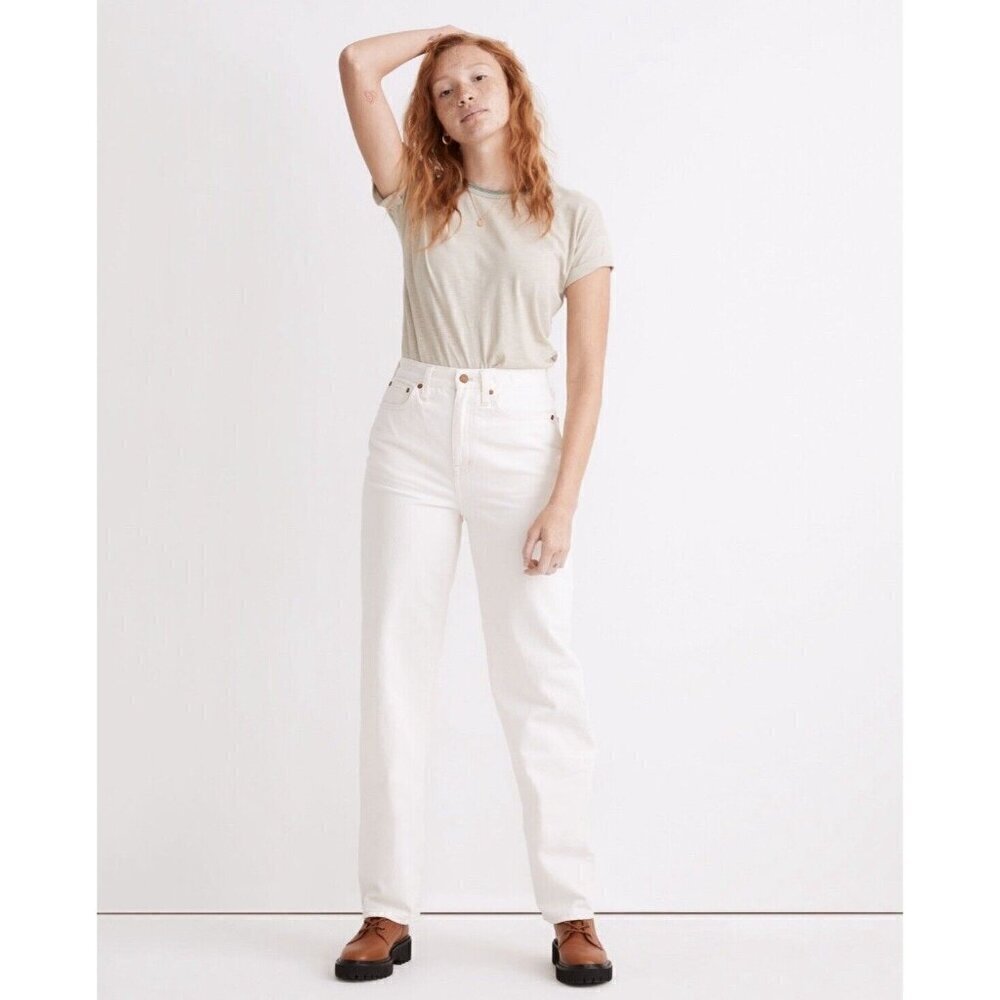 Madewell Jean Women 32 Ivory Baggy‎ Straight NEW Preppy Festival Bohemian Modern